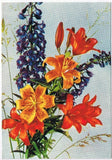 Postcard Bouquet Of Flowers Tiger Lilies Larkspur Lily