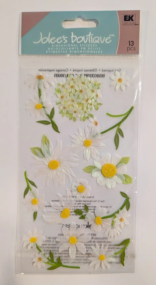 VERY RARE Jolee's Colorful Daisies White Daisy Flowers Scrapbooking Stickers Daisies