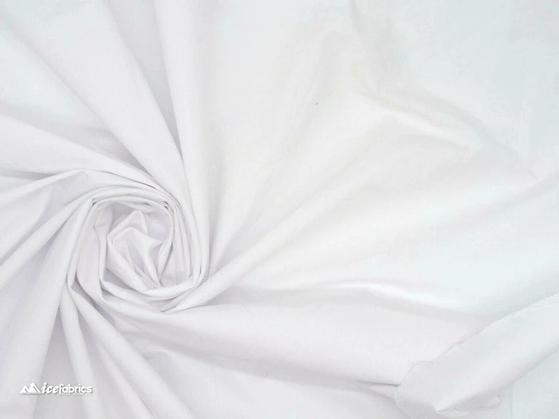 White cotton spandex fabric by the yard, two-way stretch with floral rose print