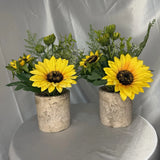 Sunflower Small Artificial Flowers Pots (2)Yellow, Kitchen, Bathroom Home Decor Sunflower