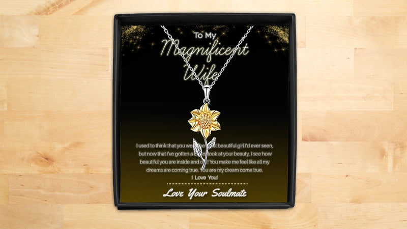 To My Wife Jewelry Gold Flower Necklace Anniversary Sunflower