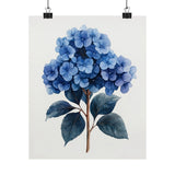 Boho Blue Hydrangea Flower Art Print Poster, Minimalist Floral Wall Art 4 Hydrangea