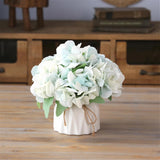 Fake Flowers in Vase, Small Artificial Silk Flowers with Ceramic Vase, Faux Flow Hydrangea