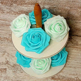 Three Mint Green Faux Roses with Stem for DIY Crafts, DIY Decor, Parties, Events Roses
