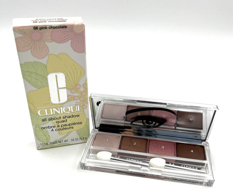 New in Box! Clinique All About Shadow Quad ~ 06 Pink Chocolate  ~4.8g ~Full Size Bouquet