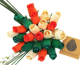 Irish Flag Saint Patty Day Flower Bouquet The Original Wooden Rose 1,2,3 Dozen Green Plant