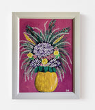 Original Hydrangeas Flower Painting/Framed Whimsical Floral Art Hydrangea