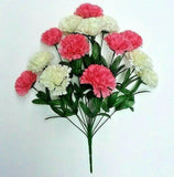 Pink & Cream Carnations 20" Bush Artificial Silk Flower Indoor Outdoor DŽcor US Carnation