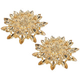 2Pcs Rhinestone Flower Brooch Pin Large Crystal Sunflower Lapel Pin Yellow Sunflower