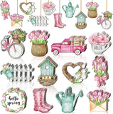Maitys 36 Pcs Spring Flower Wooden Ornaments Sunflower Tulip Lavender Tree... Sunflower