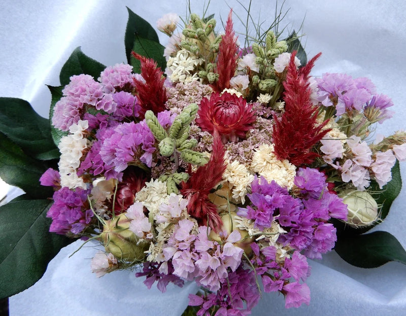 Dried Flower Bouquet, Statice,  Straw Flowers, Gift, Home Decor, Wedding Floral Dried Flower