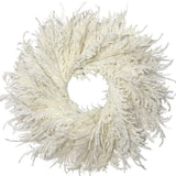 28 Inch Spring Boho White Flocked Cypress Wreath Outdoor,Neutral Pampas Grass... Pampas Grass
