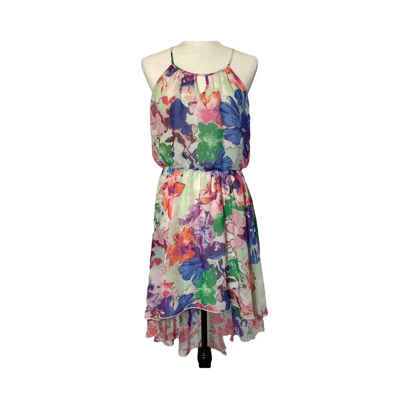 Lily Rose Dress Size Large Garden Floral Boho High Low  Hem China Lily