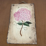 Slate Wall Art Hanging Hand Painted Pink Hydrangea Image Joey Signed Flower Hydrangea