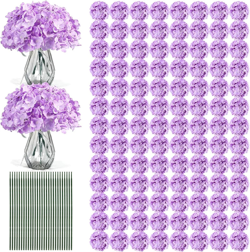 204PCS Purple Silk Hydrangea Flowers for Home Decor & Wedding Centerpieces Hydrangea
