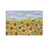 Dopamine Textured Sunflower Field & Clouds Art Print - Bright Cheerful Floral Sunflower