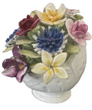 Royal Doulton England Bone China Footed Bowl Bouquet Roses Carnations Carnation