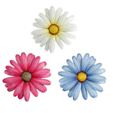 Daisy Flower Wall Plaques Set of 3 Spring Bloom 36 cm Diameter Metal Round Daisies
