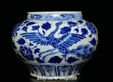Blue-and-white porcelain ginger jar with peacock and peony floral pattern