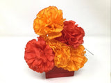 Vintage Artificial Silk Carnation Flower Stem 5 Stems 17Ó L 3Ó Blooms Hong Kong Carnation
