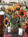 Large Sun Flowers in Glass Vase Silk Summer sunflowers floral Arrangement $125 Sunflower