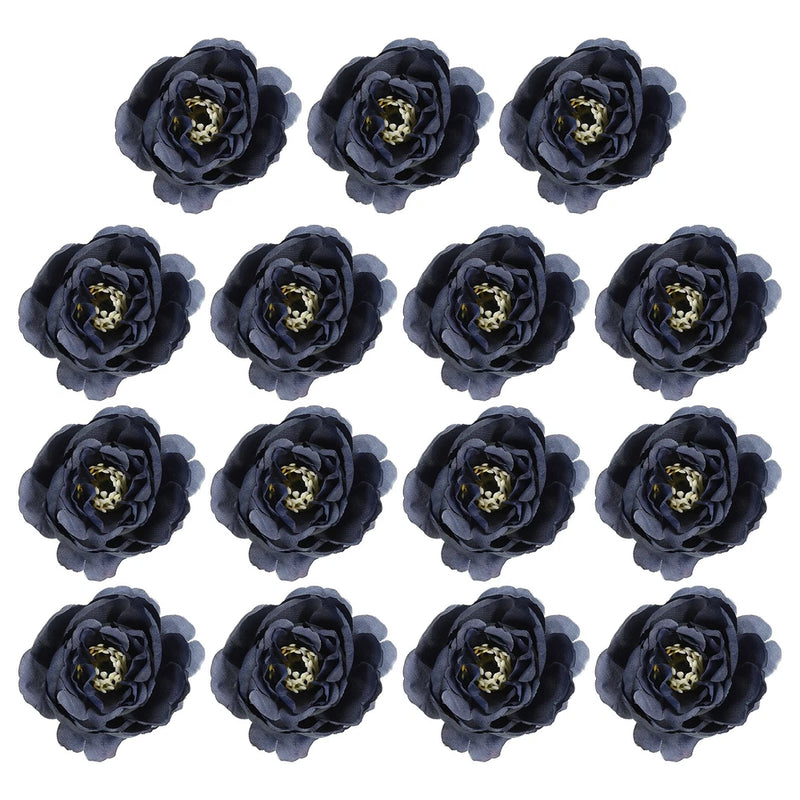 15Pcs Artificial Flower Head Fake Flowers Heads Bulk Silk Peony Heads Dark Blue Peony