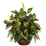Nearly Natural Forsythia & Mixed Greens Silk Plant Realistic Home Garden Decor Green Plant