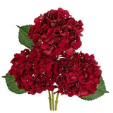 3Pcs Christmas Red Hydrangea Artificial Flowers 6inch Burgundy Small Hydrangea