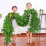 Artificial Hanging Plants Fake Flowers Leaves Long Green Silk Ivy Vine Garland Flowering Plants
