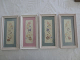 4 Signed/Dated 1998-99 Framed PASTEL DRIED FLOWER Wall Hangings - 6.75" x 13.25" Dried Flower