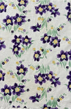 PRETTY Vintage 1940s feedsack fabric piece 7.5x11" purple flowers Flowering Plants