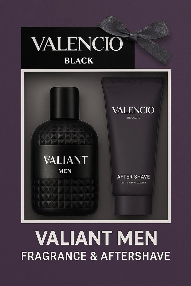 Valencio Black Valiant Men Fragrance & Aftershave Gift Set EDT + Aftershave EDT