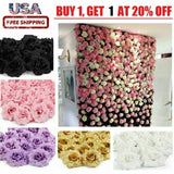 50Pcs Pop Silk Artificial Fake Rose Flower Heads Bulk Craft Wedding Party Decor Roses