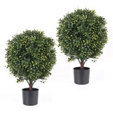 21 Inch Artificial Topiary Boxwood Ball Trees Ð Decorative Fake Greenery in Plan Green Plant
