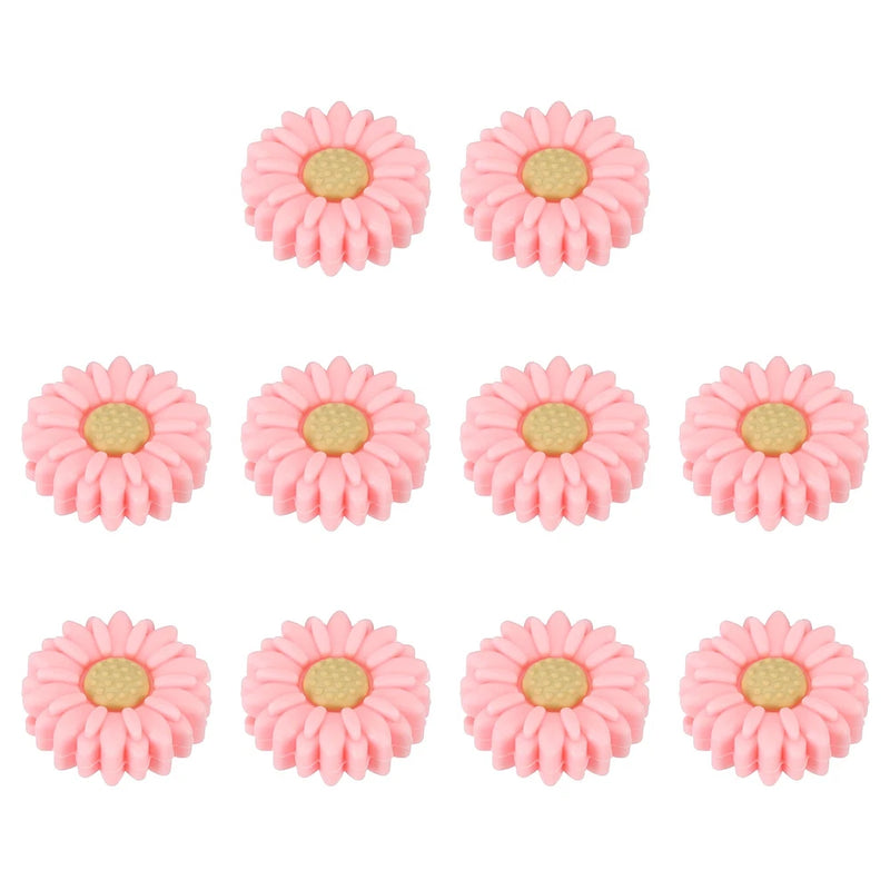 20mm Silicone Flower Beads, 10 Pcs Sunflower Bead, Pink Yellow Sunflower