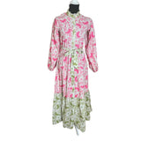 Pink Lily Womens Grow Together Colorblock Floral Print Maxi Dress Sz S Coquette Lily