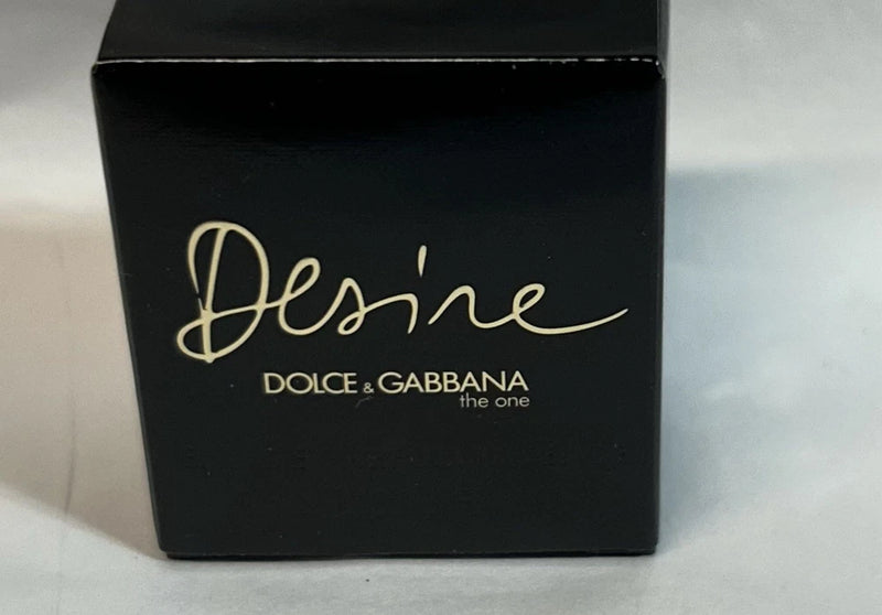 Black mini eau de parfum box with gold Dolce&Gabbana Desire text