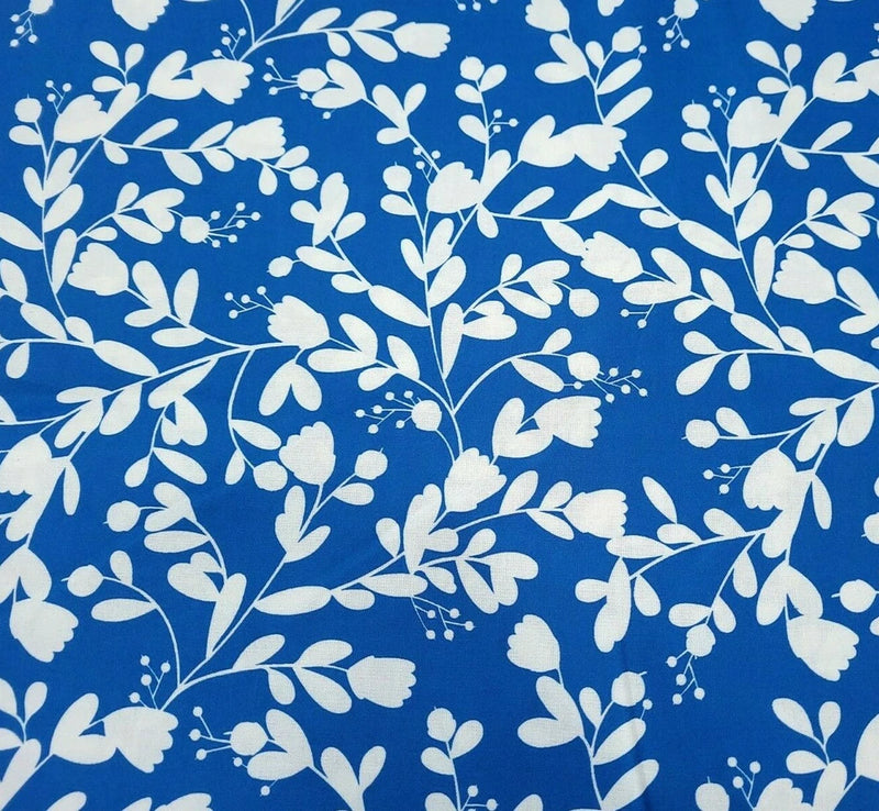 Pepino BTY Ana Sanfilippo P&B Textiles White Floral on Blue Flowering Plants