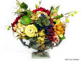 Silk Floral Arrangement Centerpiece Old World Urn 4 Season CUSTOM DESIGNS Green Plant