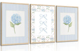 Blue Hydrangea Canvas Wall Art Trendy Watercolor Bow Coquette Paintings Pictu... Hydrangea