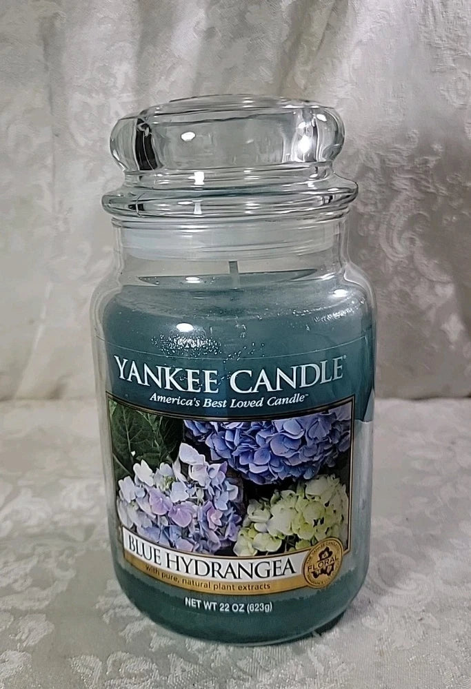 Yankee Candle Blue Hydrangea Large Jar - Classic Label  - NEW HTF Hydrangea