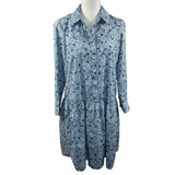 Tuckernuck Women's Hayes Blue Hydrangeas Button Front Shirt Dress Size M Medium Hydrangea