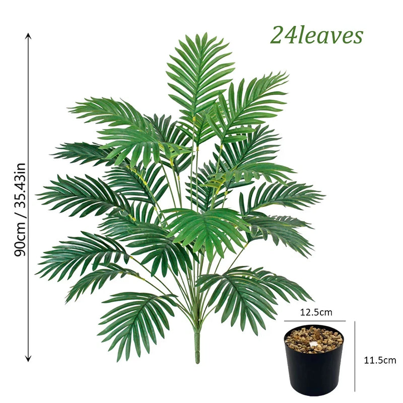 24 Leaves Areca Palm Artificial Plants Trees in Pot Plastic Green Fake Plant Tre Green Plant