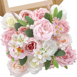 Artificial Flowers Pink Peonies Flowers Fake Wedding Flowers Cake Flower Box ... Peony