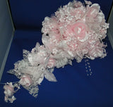 New Oddity Inc Pink Satin Roses and Pedal Flowers Bridal Bouquet Bouquet