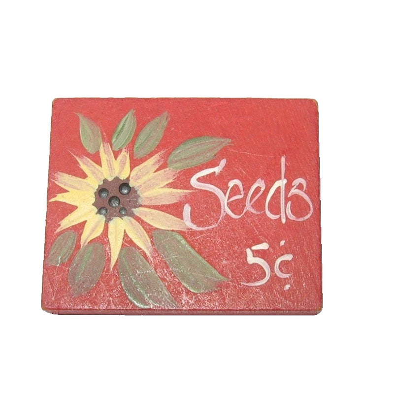 Hand Painted Sunflower Seeds Pin or Brooch Wood Red Sunflower