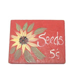 Hand Painted Sunflower Seeds Pin or Brooch Wood Red Sunflower