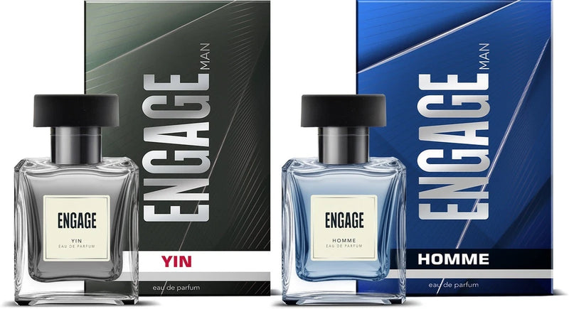 Engage Yin + Homme EDP Combo for Men 50ml x2,Skin Friendly Eau de Parfum 100ML EDP