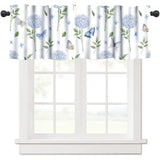 Blue Hydrangea Valance Curtains, Spring Summer Flower Butterfly Rod Pocket Sm... Hydrangea
