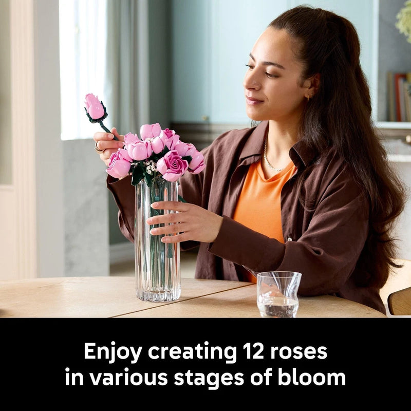 LEGO Botanicals Bouquet of Pink Roses Building Set, 789 Pieces, Pink and White, Bouquet